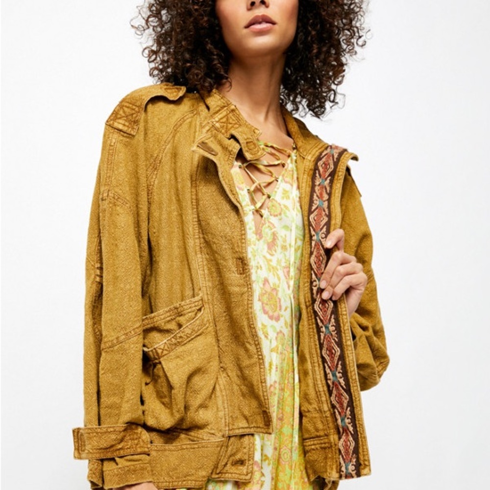 Free People Mustard Utility Jacket